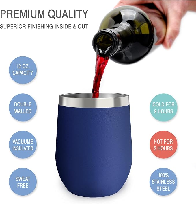 12 oz Stainless Steel Wine Tumblers 2 Pack - Image 6