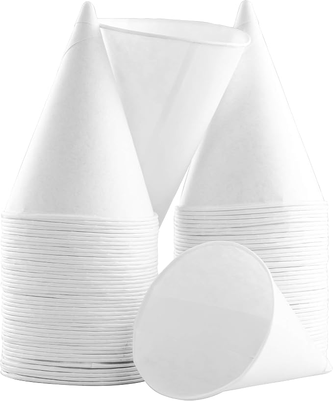 Eco-Friendly Wax Free 4.5oz White Paper Cone Cups 100Pk. Small Dispenser Cup by FoodRestaurantSupplies