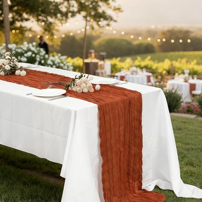 12 Pack Terracotta Cheesecloth Table Runner 120 Inch Boho Wedding Decor | - Image 7