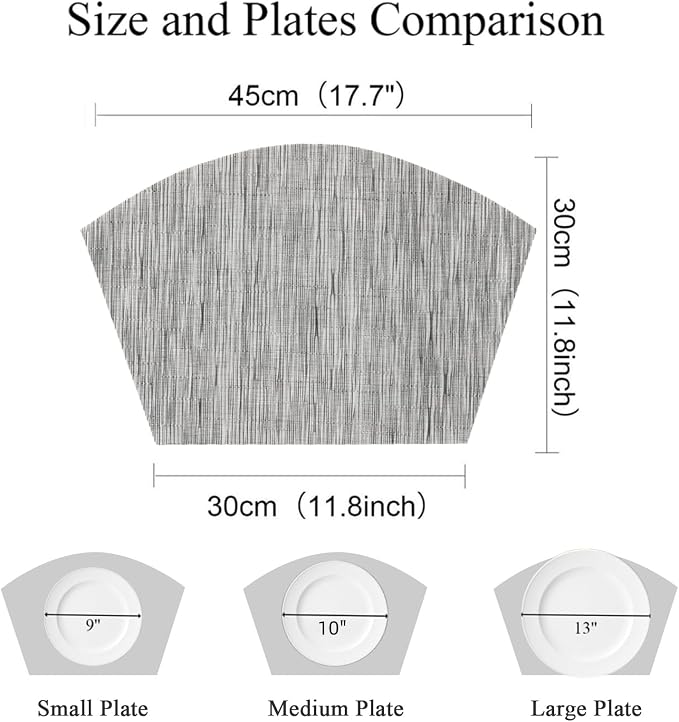 SHACOS Round Table Placemats Set of 4 Wedge Placemats Heat Resistant Woven - Image 5