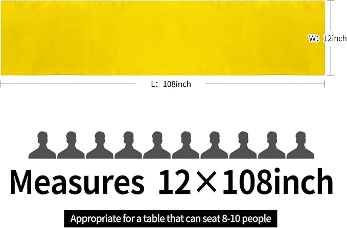 10-Pack Satin Table Runner Yellow 12 x 108 inches Long, Table Runners - Image 4