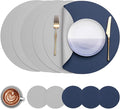 Myir JUN 15 Inches Round Placemats Set of 6 Faux Leather Place Mats | by MyirJUN