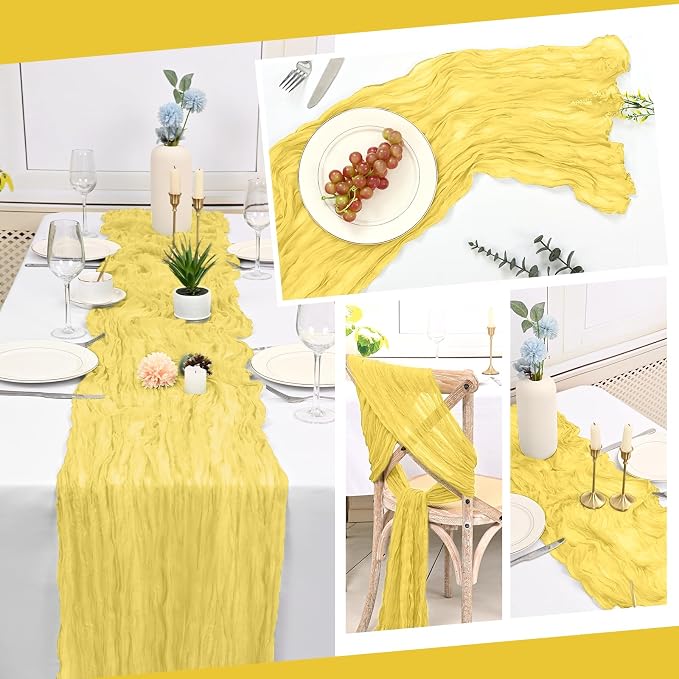 10 Pack Light Yellow Cheesecloth Table Runner 17x108 Inch Boho Gauze Cheese - Image 6