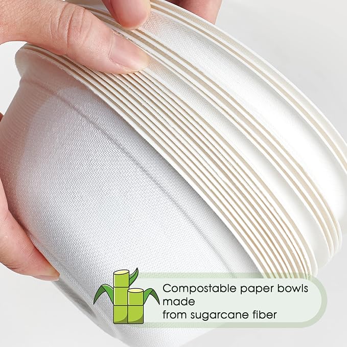 500 Pack 12 oz Paper Bowls Disposable, Compostable Bowls, Biodegradable - Image 3