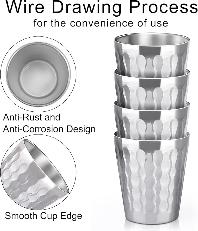 Beasea 10oz Stainless Steel Cups, 4 Pack Double Wall Metal Stackable Insulated - Image 3