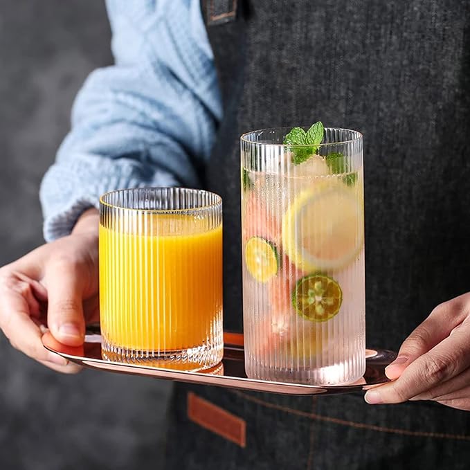INSETLAN Glass Cups Vintage Glassware Set of 4 Small, Origami Style Transparent - Image 3