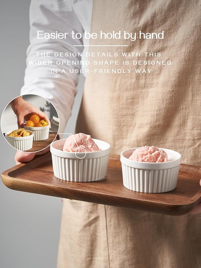 DOWAN Ramekins 10 oz Oven Safe for Creme Brulee, Porcelain Souffle Dishes - Image 6