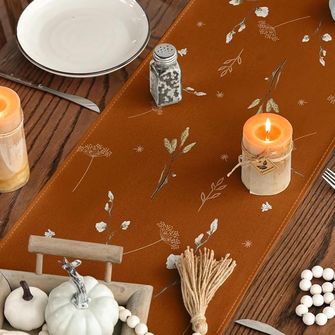 Artoid Mode 210 GSM Fall Table Runner 13x72 Inch Home Party Decor | Orange - Image 4