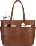 LOVEVOOK Work Tote Bags for Women, Vintage Leather 15.6 Inch Laptop Bag by LOVEVOOK