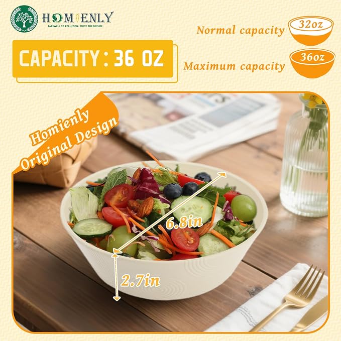 Large Deep Bowls 36 OZ, Wheat Straw Soup Bowls Set of 6, Plastic Bowls - Image 2