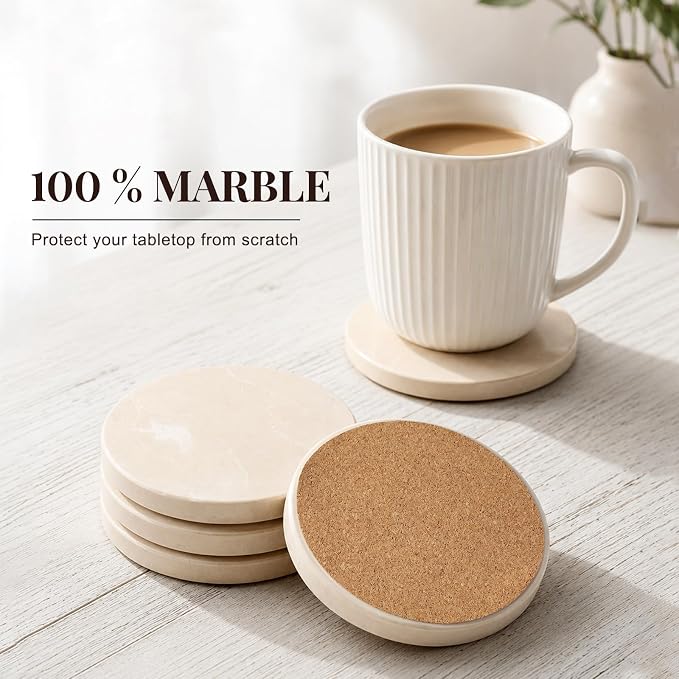 Marble Coaster Set of 4, Round Coasters, Marble Coasters - Image 3