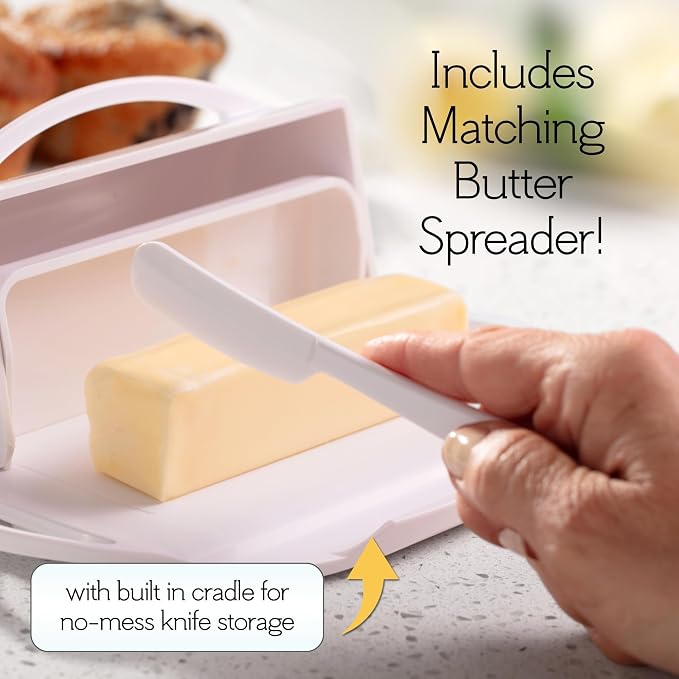 Flip Top Butter Dish with Attached Lid & Matching Knife, 2 Pack - Image 3
