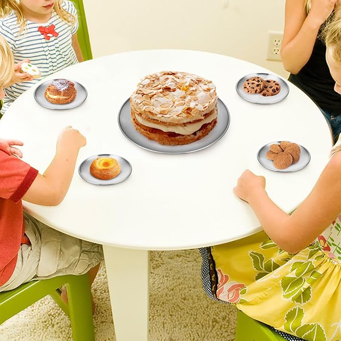 Metal Dinner Plate, 8 Pack 10.2 inch 304 Stainless Steel Plates, Reusable lunch - Image 6