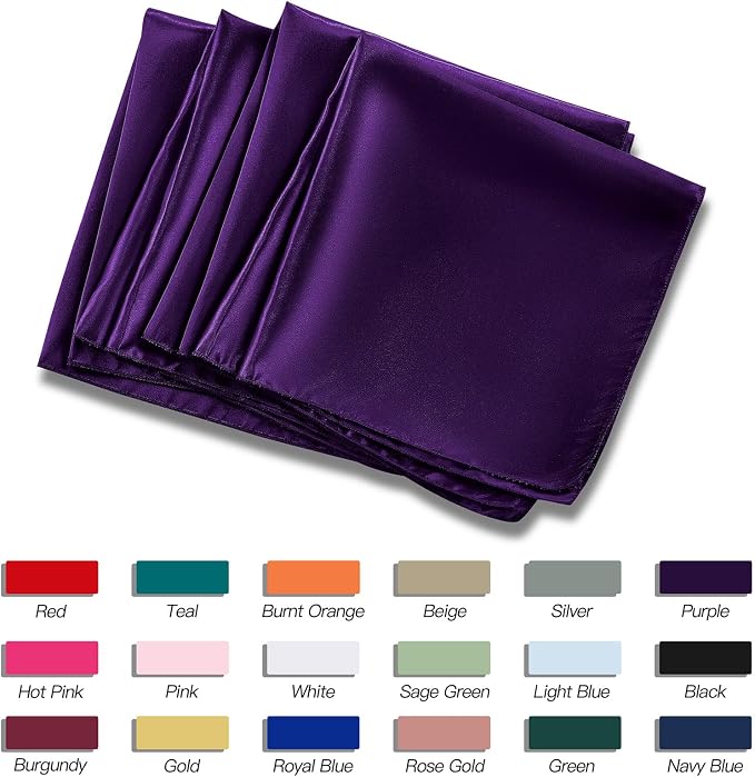P Pothuiny 24 Pcs Purple Satin Napkins 17 x 17 Inch, Satin Cloth Napkins | - Image 6