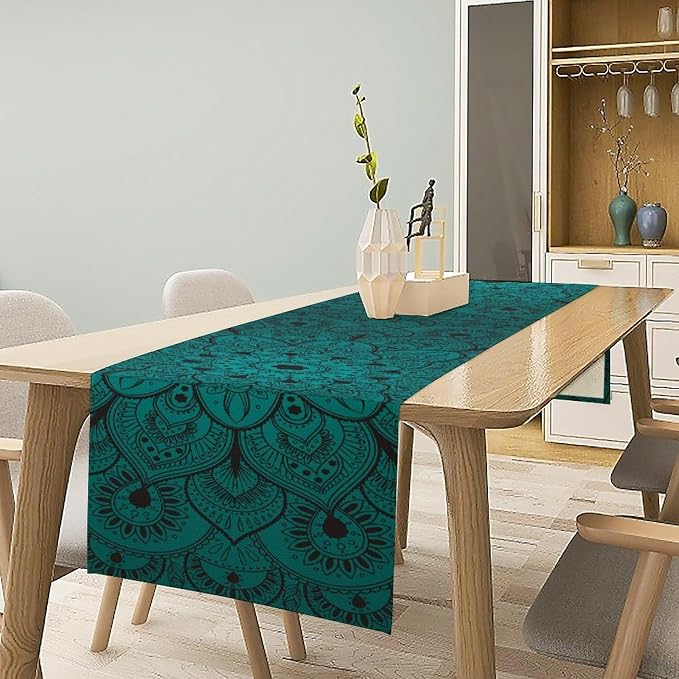 Boho Mandala Table Runners for Dinning Room, Bohemian Mandala Flower, Cotton - Image 3