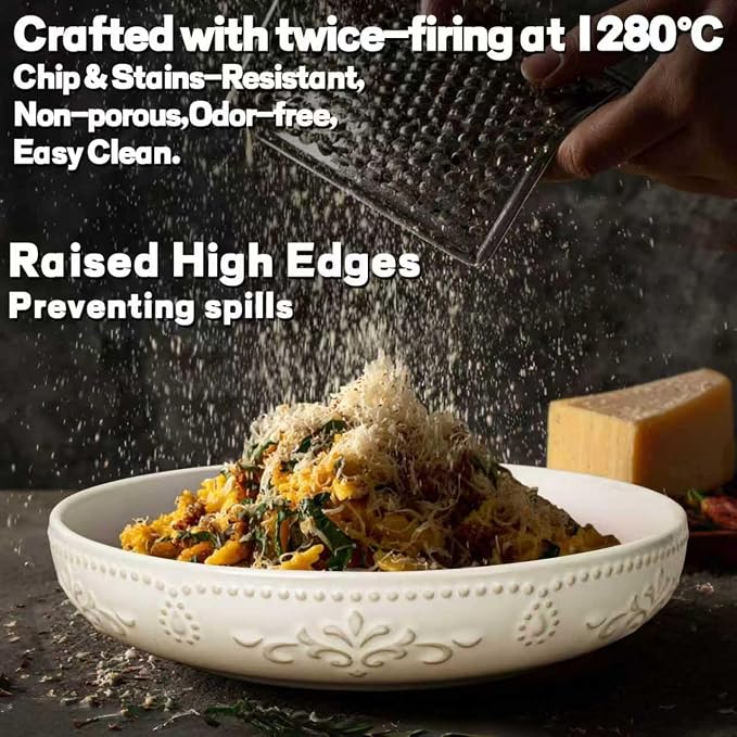 Pasta Bowls, 50oz Large Salad Serving Bowls, 9.75'' Plates Bowls Set of 4 - Image 5