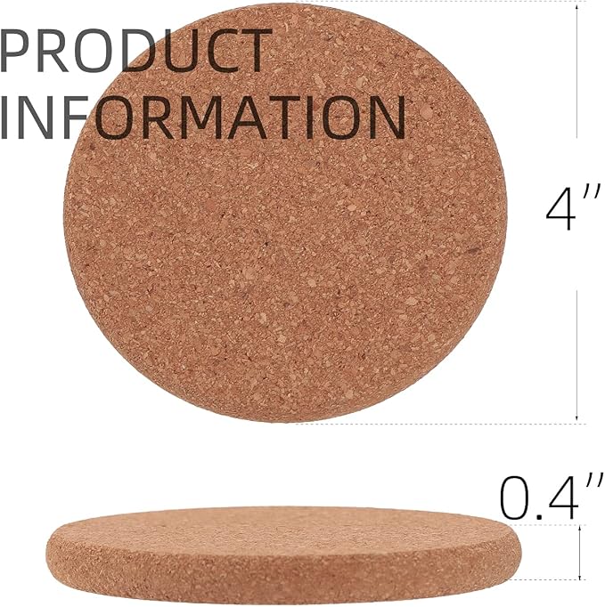 12Pcs Cork Coasters Round Extra Thick Drink Coasters - Image 3