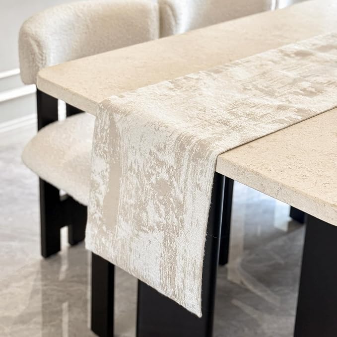 Beige Table Runner, Waterproof Thick Table Runners 48 Inches Long, Farmhouse by ZIWUROAD
