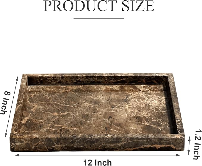 Real Natural Marble Tray for Bathroom, Genuine Marble Stone Vanity Tray - Image 2