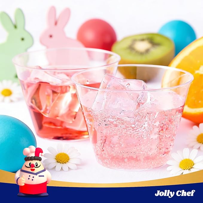JOLLY CHEF 9 oz Clear Disposable Plastic Cups, 50 Pack Disposable Cups - Image 7