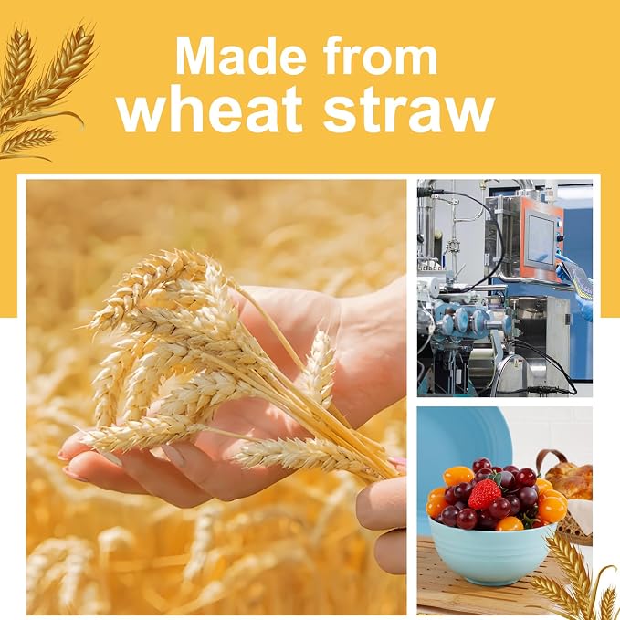 Rubtlamp 16pcs Wheat Straw Dinnerware Set, Unbreakable Plates And Bowls Sets of - Image 6