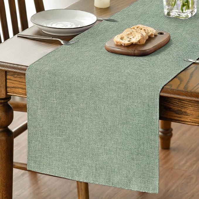 Artoid Mode Sage Green Table Runner, Seasonal Spring Summer Washable Kitchen by ArtoidMode