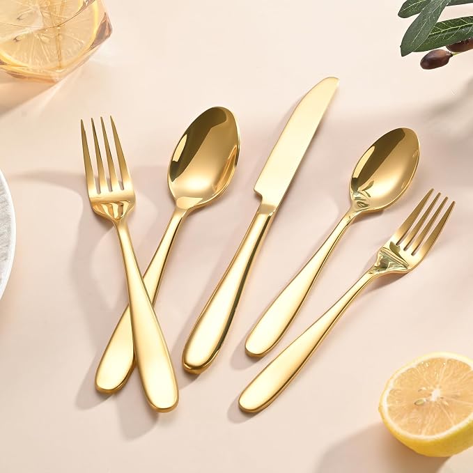 20-Piece Gold Silverware Set, Flatware Set - Image 4