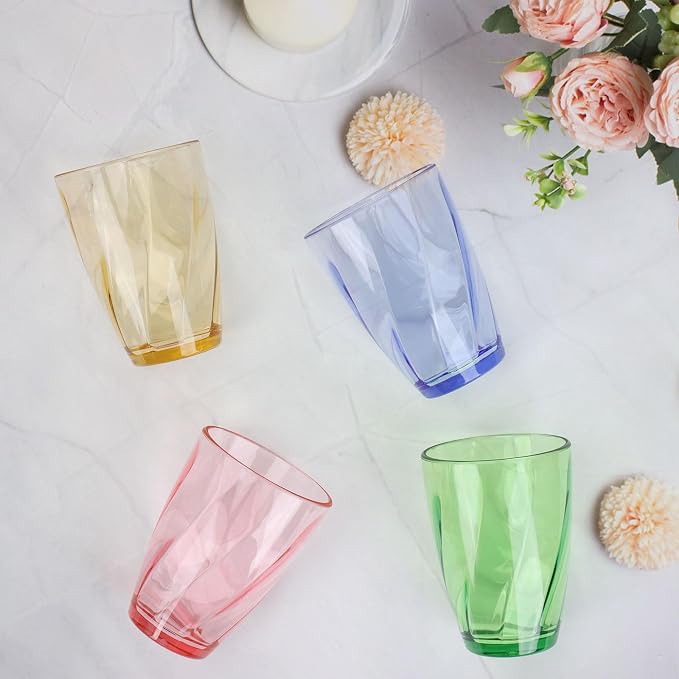 Topsky 12-ounce Plastic Water Tumblers | Set of 4 Colorful Unbreakable Drinking - Image 2