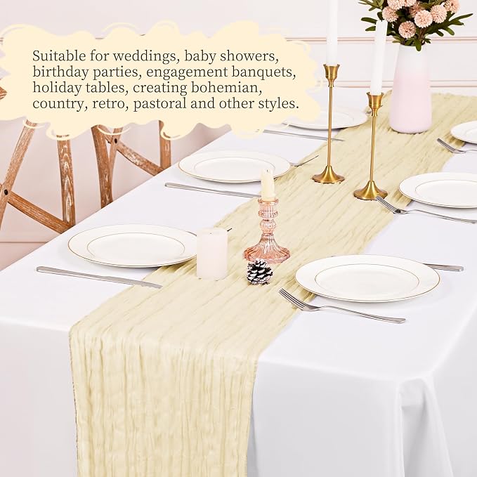 8 Pack Ivory Table Runner 17 x 108inch Cheesecloth Table Runner Boho Gauze - Image 6