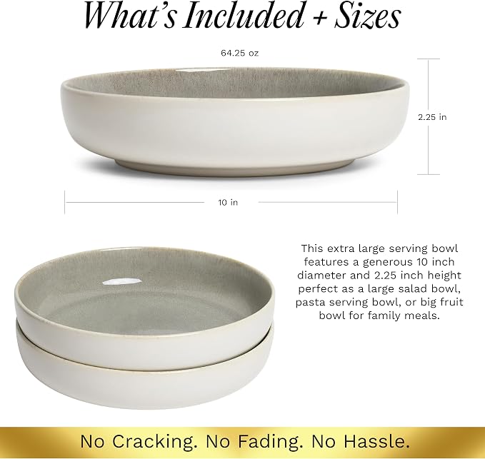 SANGO Resona Moss Large Serving Bowl, 64.25 oz, Salad & Dinner, Big Ceramic - Image 5