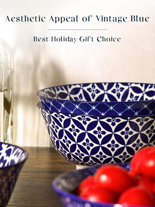 DOWAN Cereal Bowls Set of 6, Ceramic Soup Bowls 23 OZ, 6 Inch Small Dessert - Image 6