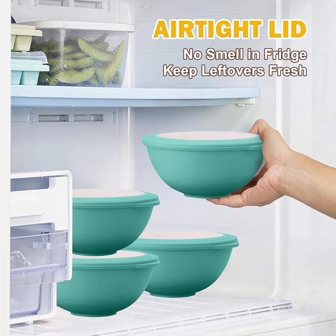 40 OZ Wheat Straw Bowls with Lids Set, Alternative Plastic Food Containers with - Image 7