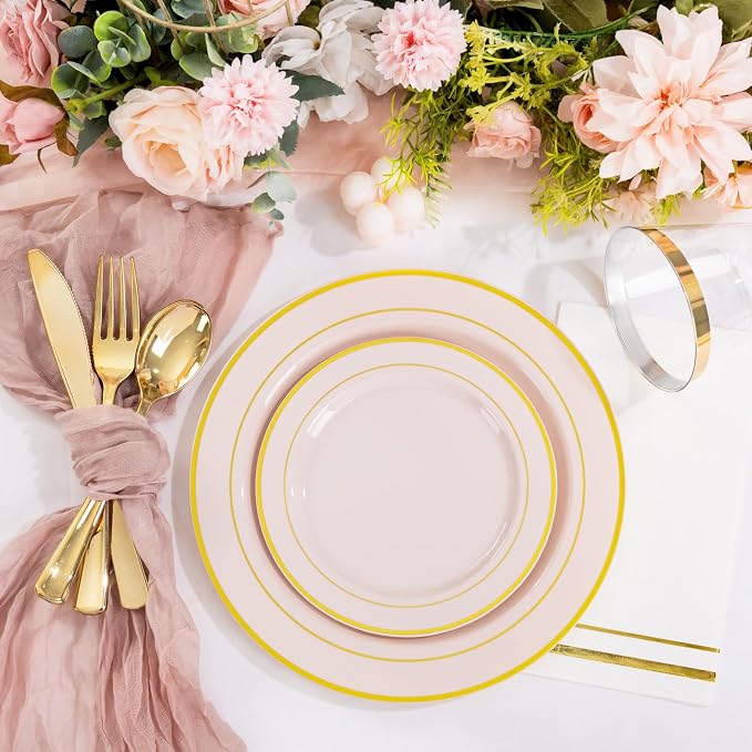 GATHER 350PCS Pink Plastic Plates - Image 4