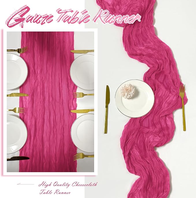 30 Pack Hot Pink Cheesecloth Table Runner 17 x 108 inch Cheese Cloth Table - Image 6