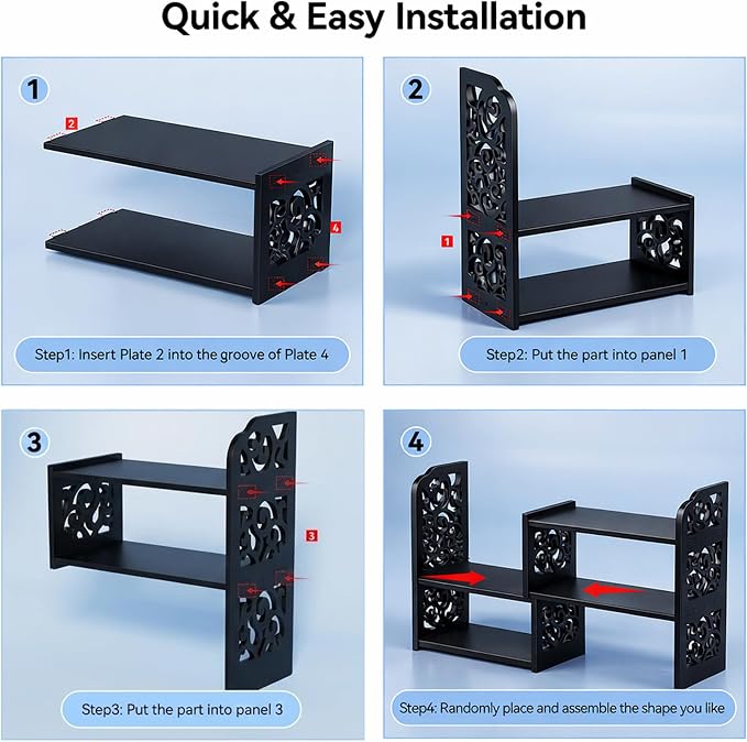 YGYQZ Adjustable Desktop Shelf Organizer, 3-Tier Expandable Desk Shelf - Image 8