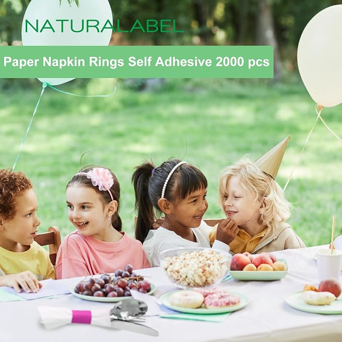 Self-Adhesive Napkin Bands, Hot Pink | Wrap silverware & napkins, elegant table - Image 4