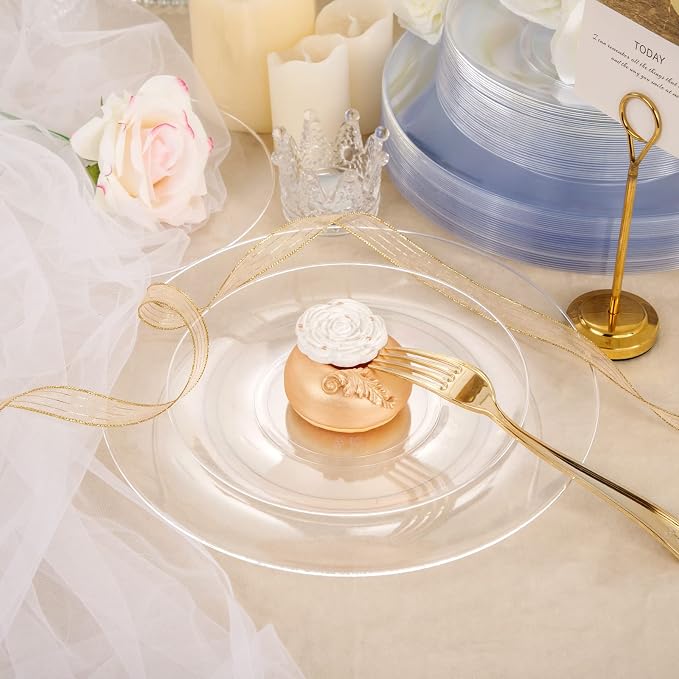 100pcs Clear Plastic Plates for Party - Image 6