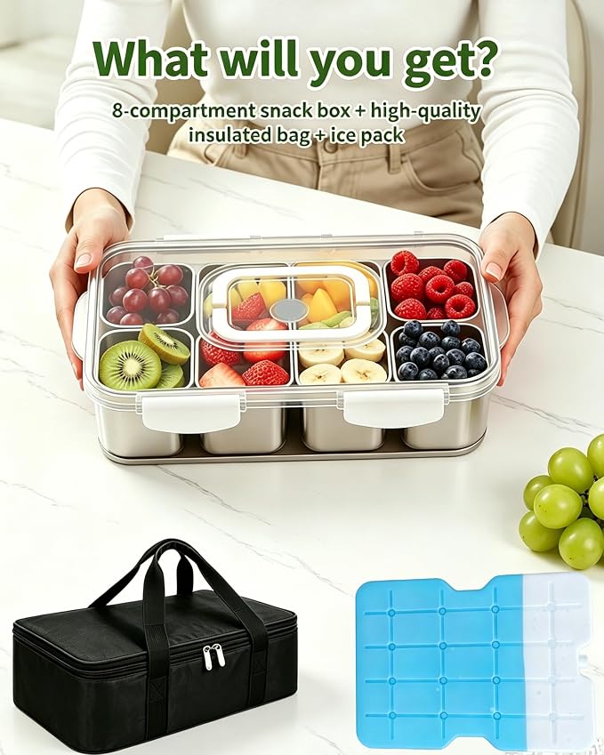 Snackle Box Container, Stainless Steel Divided Serving Tray - Image 8