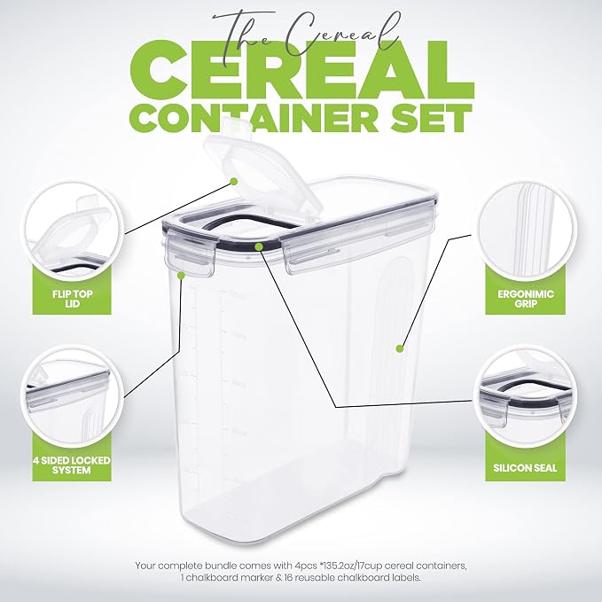 Utopia Kitchen Cereal Containers Storage Set, 2 Pack, BPA-Free Cereal Dispensers - Image 4