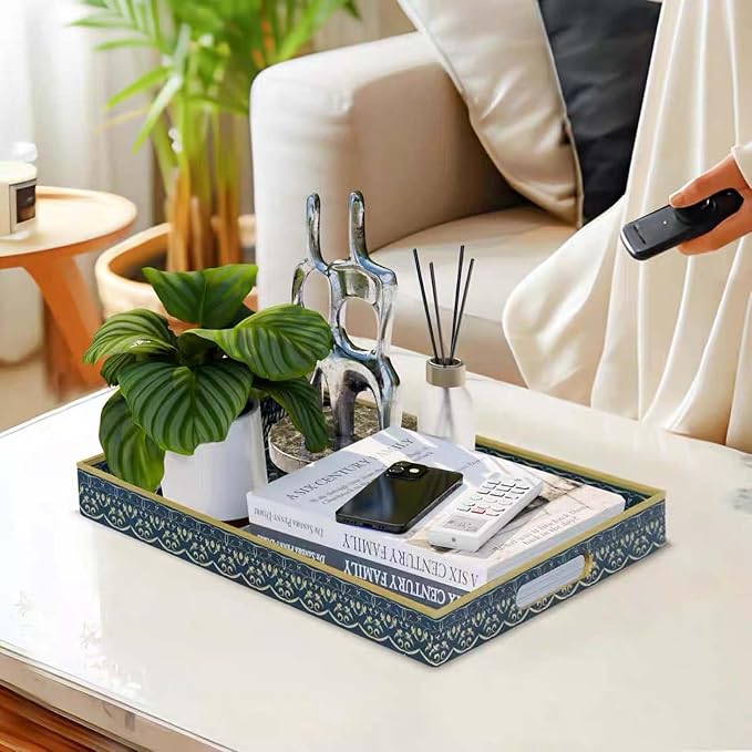 Plastic Serving Tray with Handles, Large Ottoman Tray - Image 3