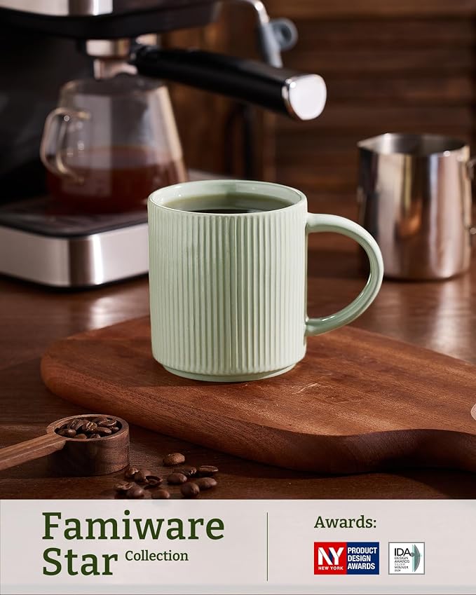 famiware Coffee Mug Set for 8, Star 16 oz Catering Mugs Cup Set - Image 3