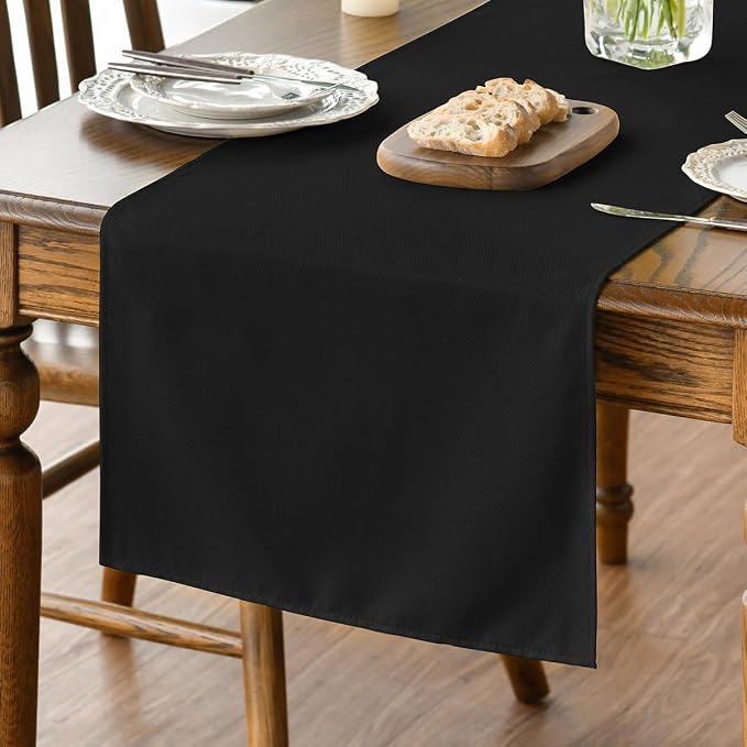 Artoid Mode Black Table Runner, Seasonal Halloween Washable Kitchen Dining by ArtoidMode