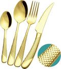 Xideman® 16-Pc Champagne Gold Hammered 18/10 Stainless Steel Silverware Set | by Xideman