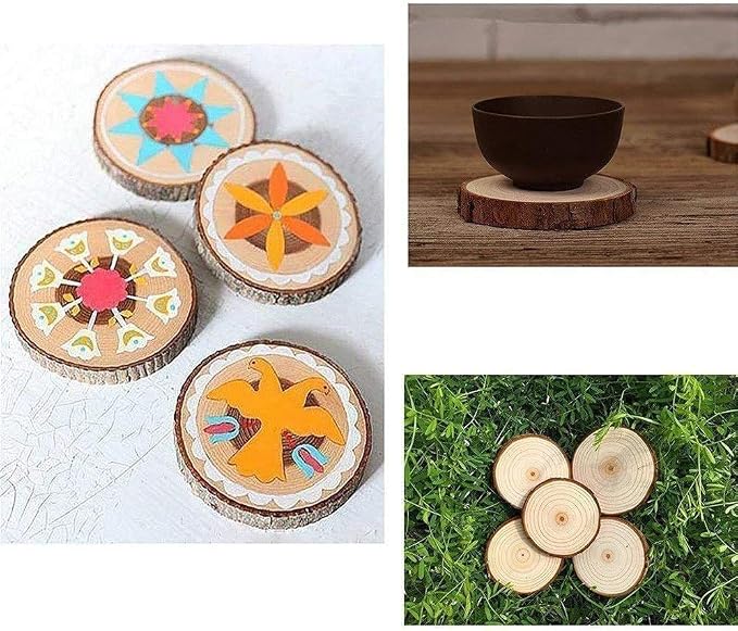 Natural Wood Slices 25Pcs 3.1-3.5 Inches Unfinished Wood Craft Kit Undrilled - Image 5
