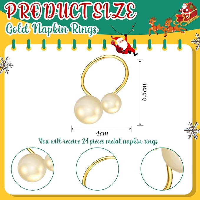 Sliner 36 Pcs Pearl Napkin Rings - Image 2