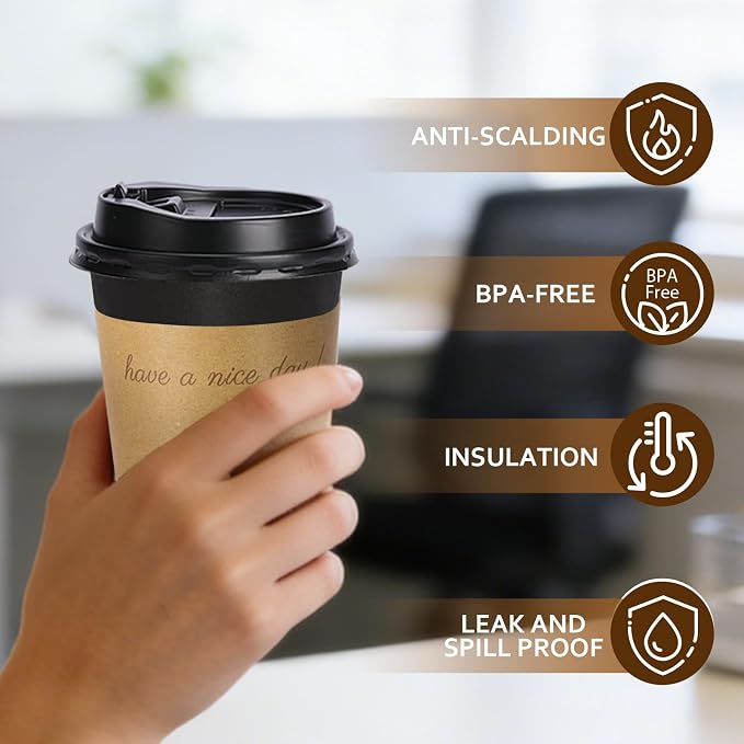 BYSNOW 100 pack 10 oz Disposable Coffee Cups - Image 4