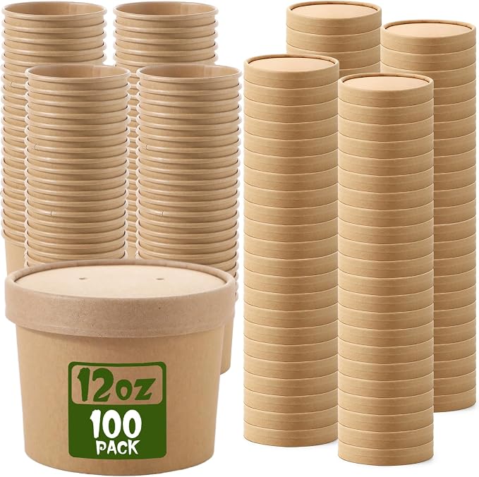 Fulmoon 100 Pack Paper Soup Containers by Fulmoon