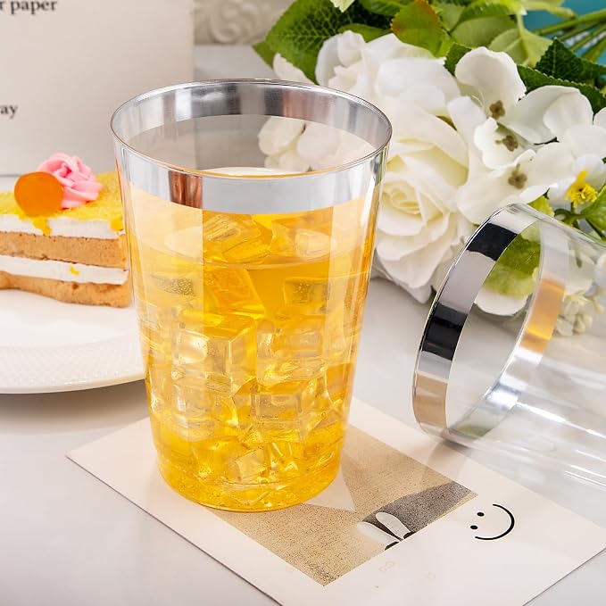IOOOOO 50 Pack 12 oz Silver Plastic Cups, Party Wine Glasses Disposable - Image 5