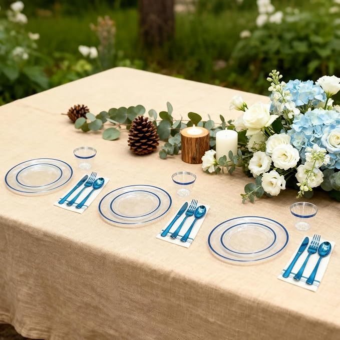 AIRE Blue Gold Plastic Plates Set, leakproof non-bending, heavy-duty leakproof - Image 6