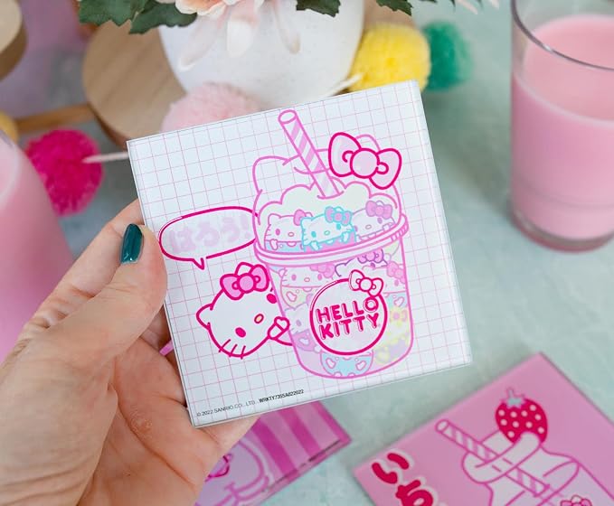 Sanrio Hello Kitty Strawberry Milk Glass Coasters - Image 6